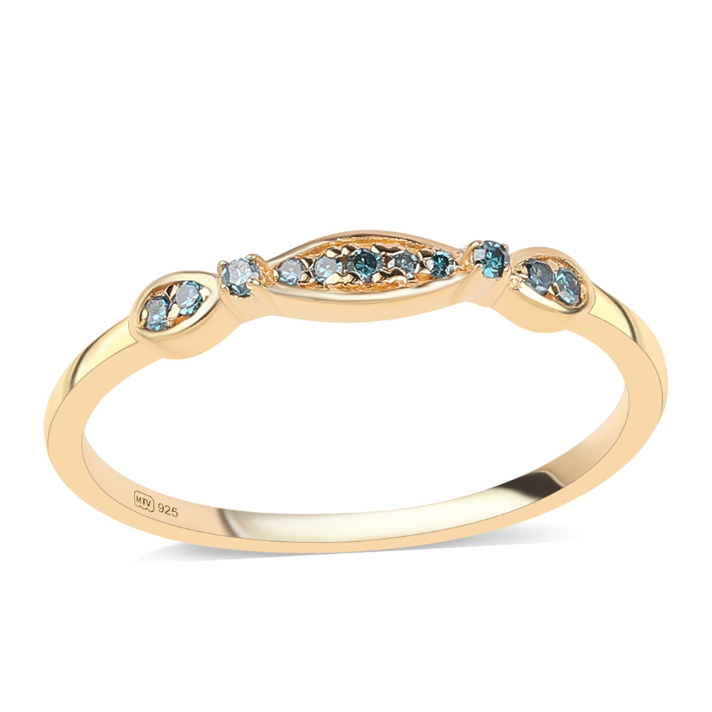 Inel din Argint 925 Placat cu Aur ( 1.13 grame ) cu Diamant Albastru 0.07 Carate