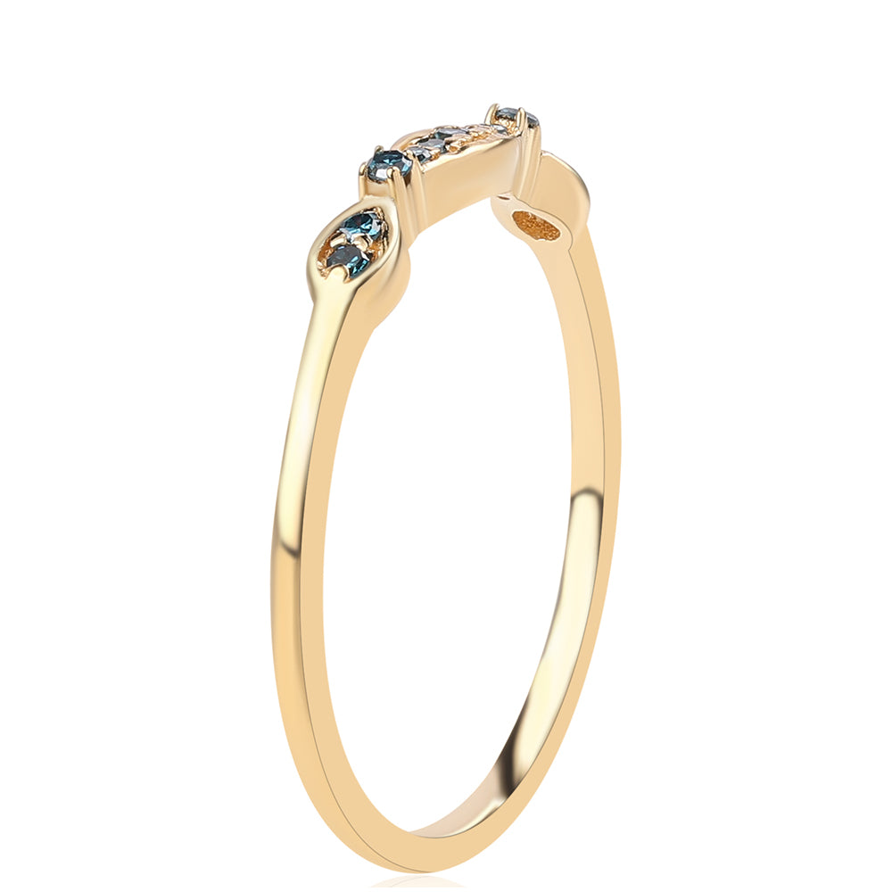 Inel din Argint 925 Placat cu Aur ( 1.13 grame ) cu Diamant Albastru 0.07 Carate 3 