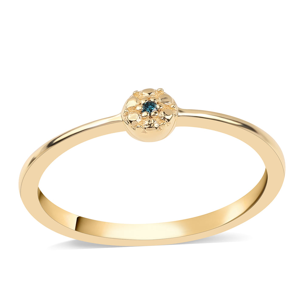 Inel din Argint 925 Placat cu Aur ( 1.25 grame ) cu Diamant Albastru 0.01 Carate