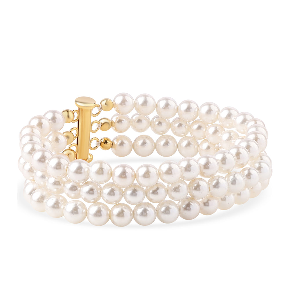 Brățară din Argint 925 Placat cu Aur ( 2.05 grame ) cu Perlă de Apă Dulce Albă 128.71 Carate 1 
