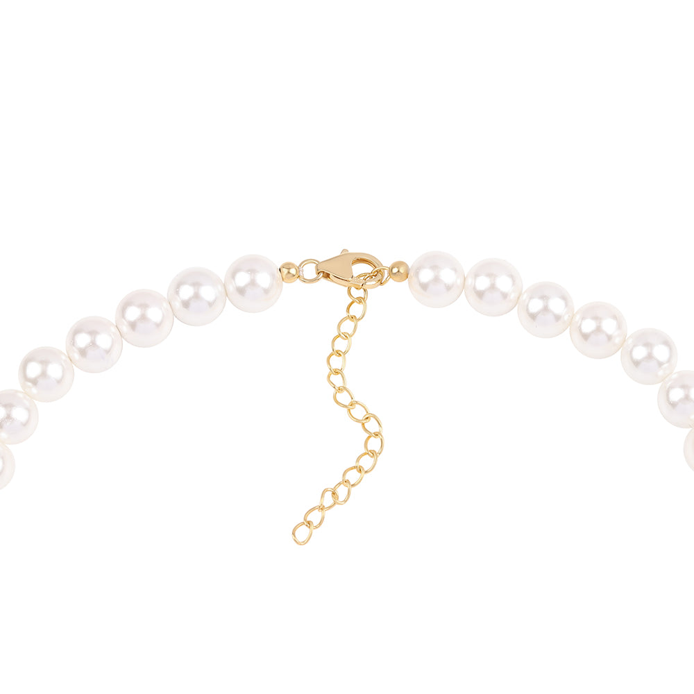 Set din Argint 925 Placat cu Aur ( 1.81 grame ) cu Perlă de Apă Dulce Albă 314.2 Carate ( Colier+Cercei+Brățară )