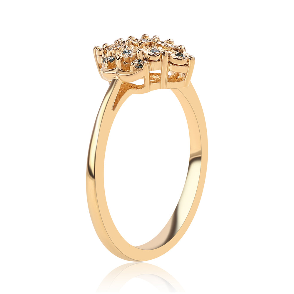 Inel din Argint 925 Placat cu Aur ( 2.49 grame ) cu Diamant Albastru 0.09 Carate