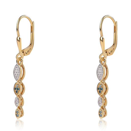 Cercei din Argint 925 Placat cu Aur ( 2.21 grame ) cu Diamant Albastru 0.06 Carate