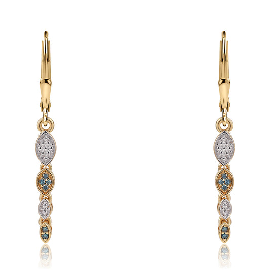 Cercei din Argint 925 Placat cu Aur ( 2.21 grame ) cu Diamant Albastru 0.06 Carate