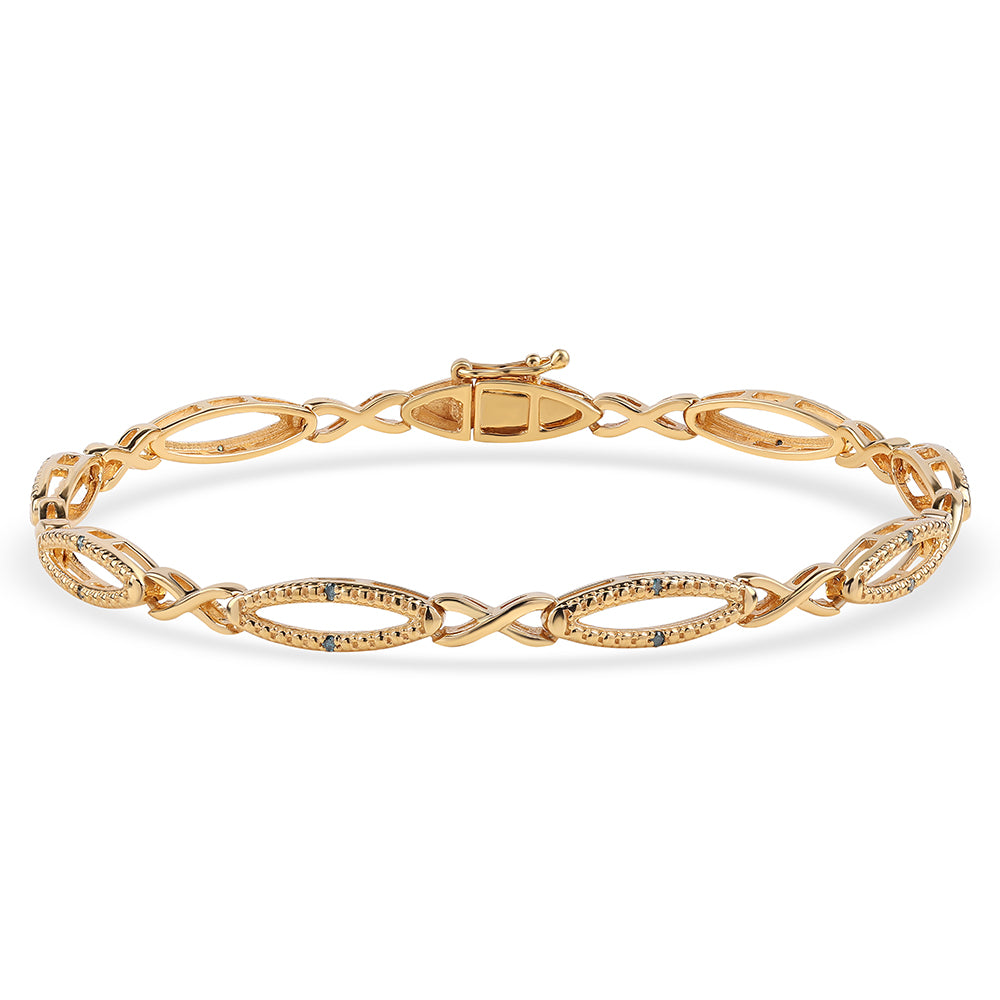 Brățară din Argint 925 Placat cu Aur ( 8.57 grame ) cu Diamant Albastru 0.09 Carate 1 