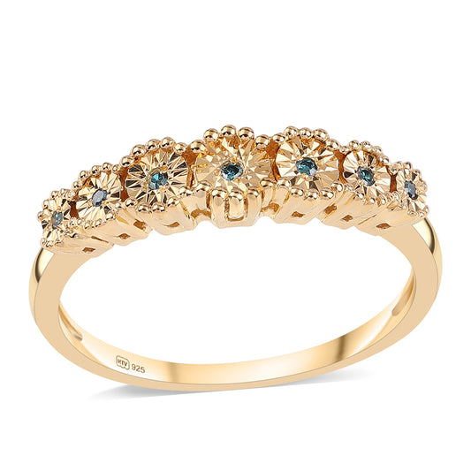 Inel din Argint 925 Placat cu Aur ( 2.46 grame ) cu Diamant Albastru 0.04 Carate