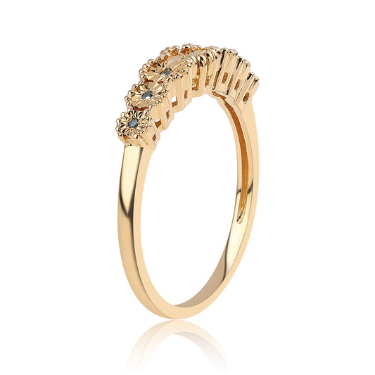 Inel din Argint 925 Placat cu Aur ( 2.46 grame ) cu Diamant Albastru 0.04 Carate