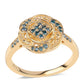 Inel din Argint 925 Placat cu Aur ( 3.86 grame ) cu Diamant Albastru 0.27 Carate