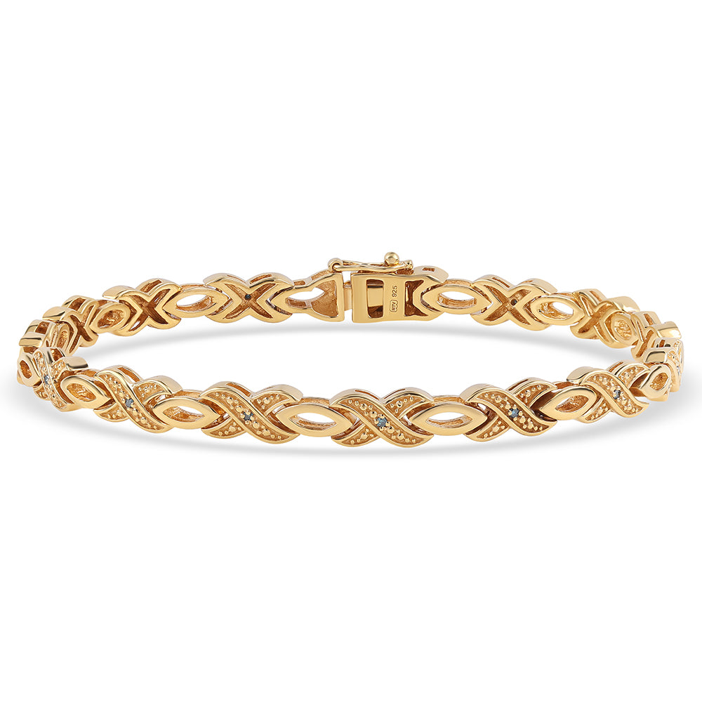 Brățară din Argint 925 Placat cu Aur ( 14.19 grame ) cu Diamant Albastru 0.08 Carate