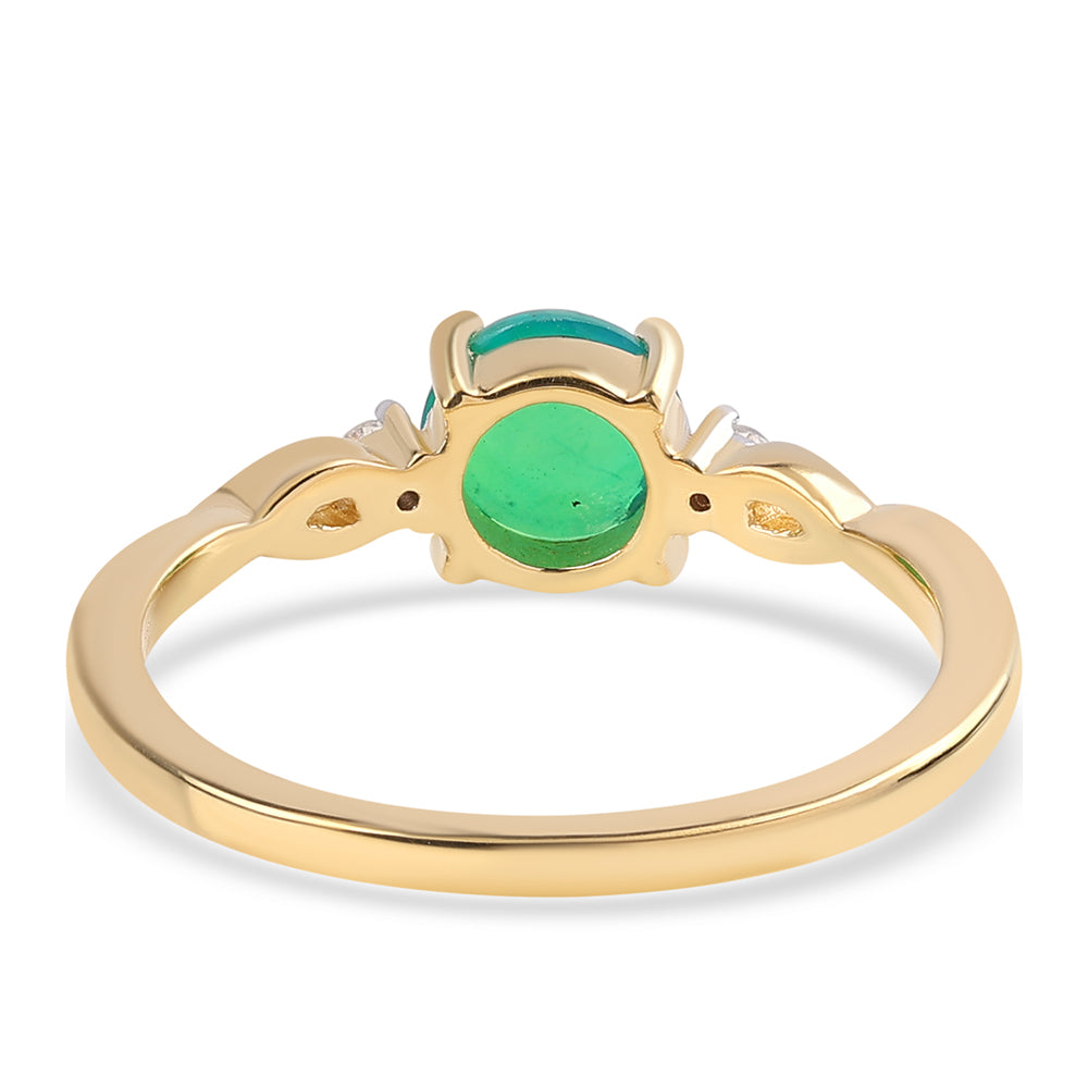 Inel din Argint 925 Placat cu Aur ( 1.82 grame ) cu Opal Verde Etiopian Lega Dembi și Topaz Alb 0.58 Carate 2 