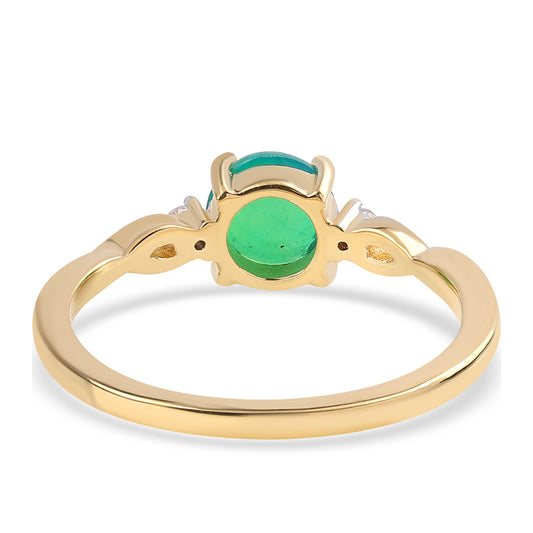 Inel din Argint 925 Placat cu Aur ( 1.82 grame ) cu Opal Verde Etiopian Lega Dembi și Topaz Alb 0.58 Carate