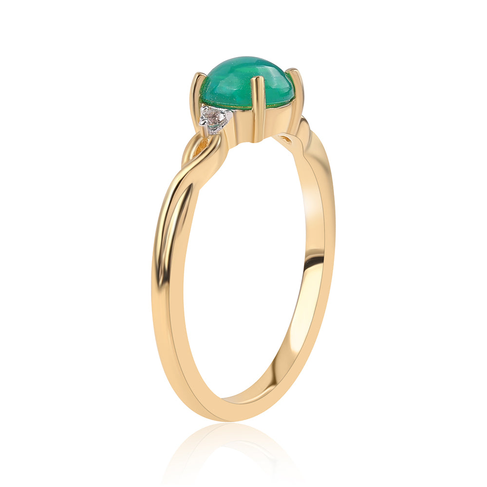Inel din Argint 925 Placat cu Aur ( 1.82 grame ) cu Opal Verde Etiopian Lega Dembi și Topaz Alb 0.58 Carate 3 