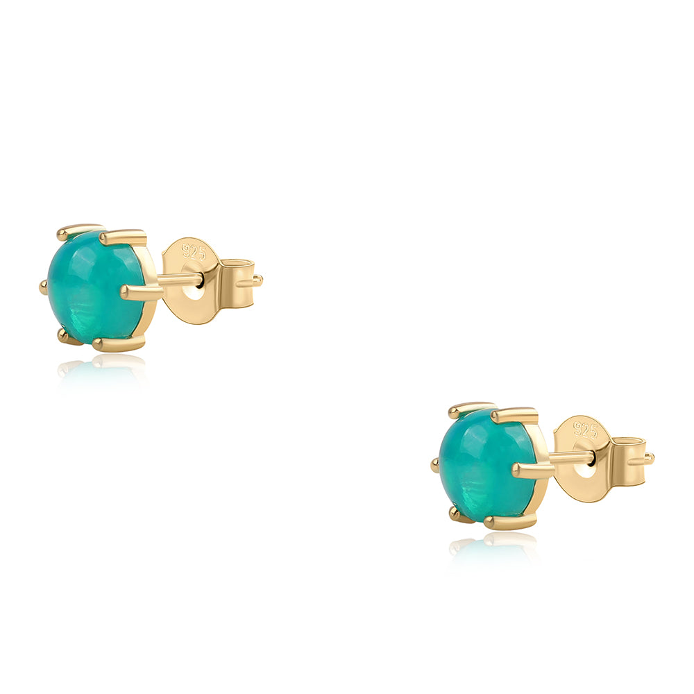 Cercei din Argint 925 Placat cu Aur ( 1.04 grame ) cu Opal Verde Etiopian Lega Dembi 1.1 Carate