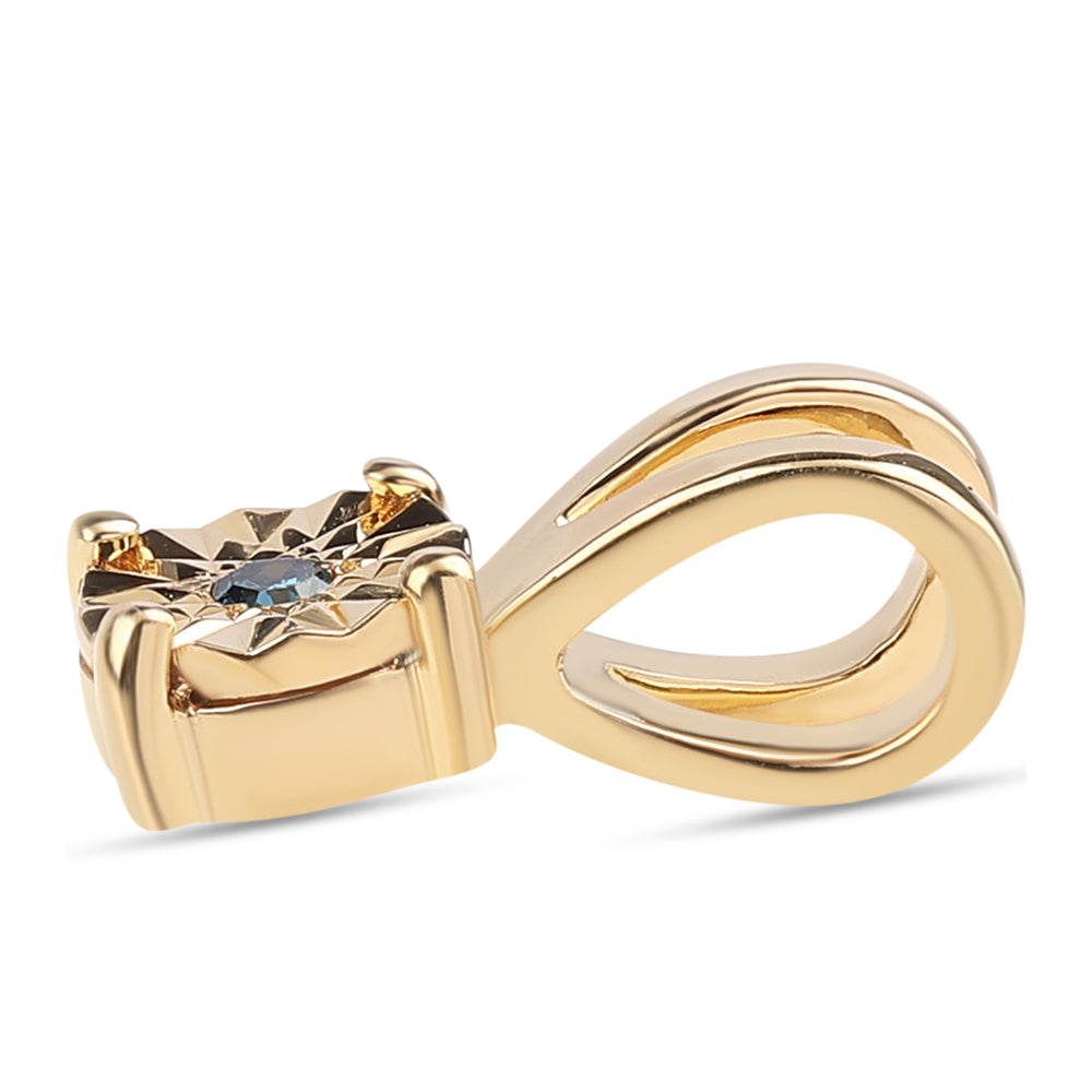 Pandantiv din Argint 925 Placat cu Aur ( 0.64 grame ) cu Diamant Albastru 0.02 Carate 2 