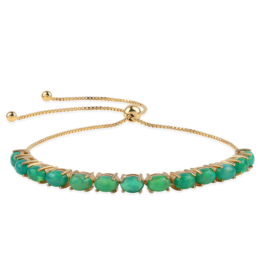 Brățară din Argint 925 Placat cu Aur ( 5.28 grame ) cu Opal Verde Etiopian Lega Dembi 4.42 Carate 1 
