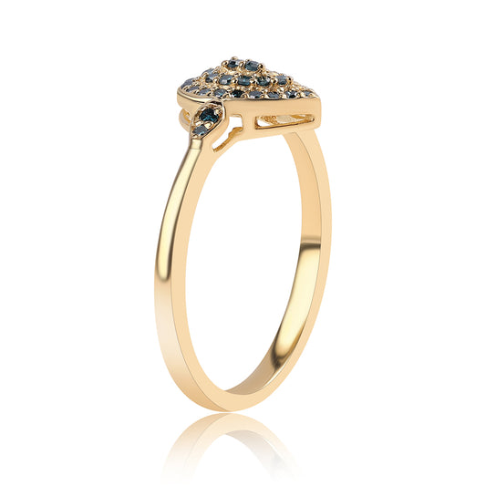 Inel din Argint 925 Placat cu Aur ( 1.87 grame ) cu Diamant Albastru 0.2 Carate