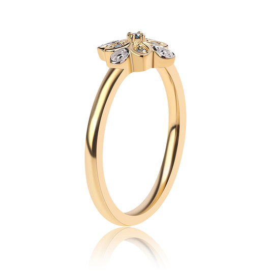 Inel din Argint 925 Placat cu Aur ( 2.22 grame ) cu Diamant Albastru 0.04 Carate