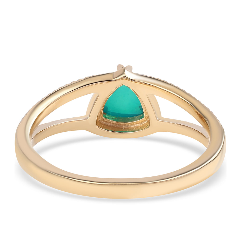 Inel din Argint 925 Placat cu Aur ( 2.68 grame ) cu Opal Verde Etiopian Lega Dembi 0.56 Carate 2 