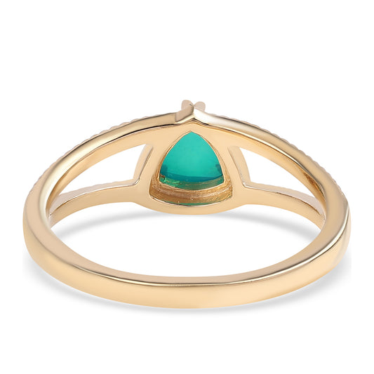 Inel din Argint 925 Placat cu Aur ( 2.68 grame ) cu Opal Verde Etiopian Lega Dembi 0.56 Carate