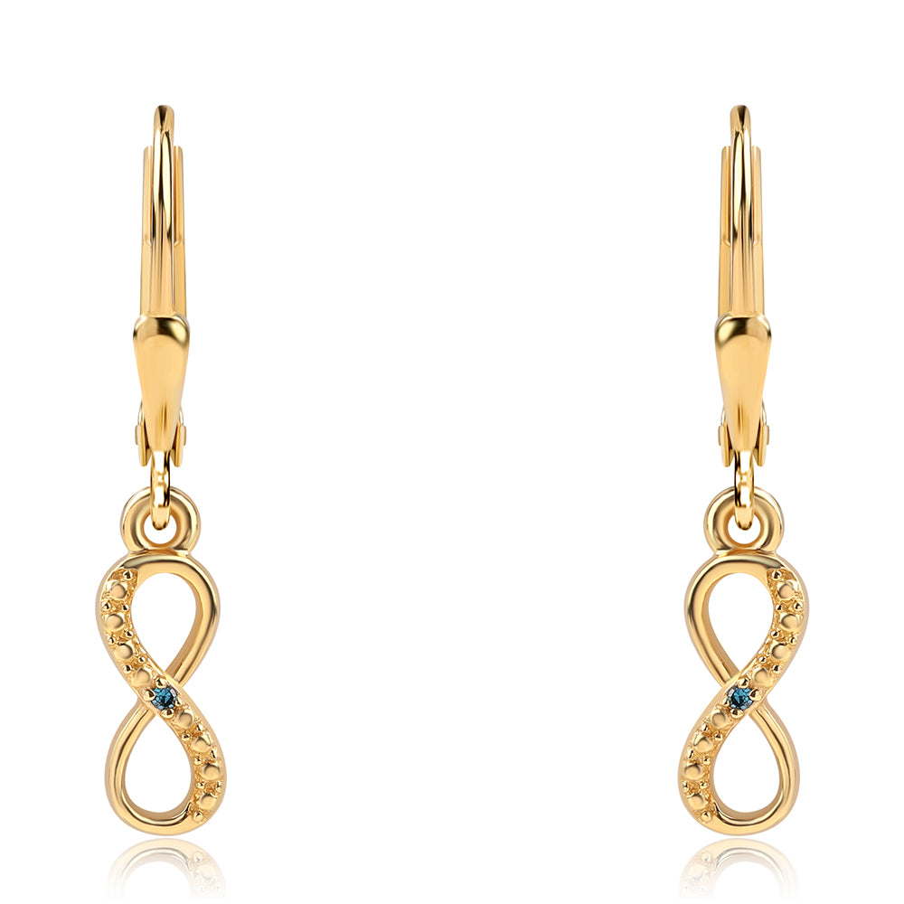 Cercei din Argint 925 Placat cu Aur ( 2.03 grame ) cu Diamant Albastru 0.01 Carate