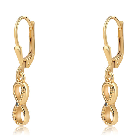 Cercei din Argint 925 Placat cu Aur ( 2.03 grame ) cu Diamant Albastru 0.01 Carate