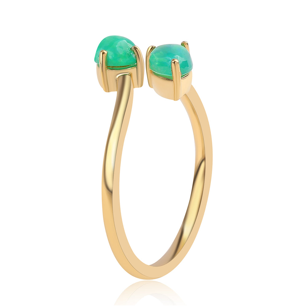 Inel din Argint 925 Placat cu Aur ( 1.79 grame ) cu Opal Verde Etiopian Lega Dembi 0.52 Carate 2 