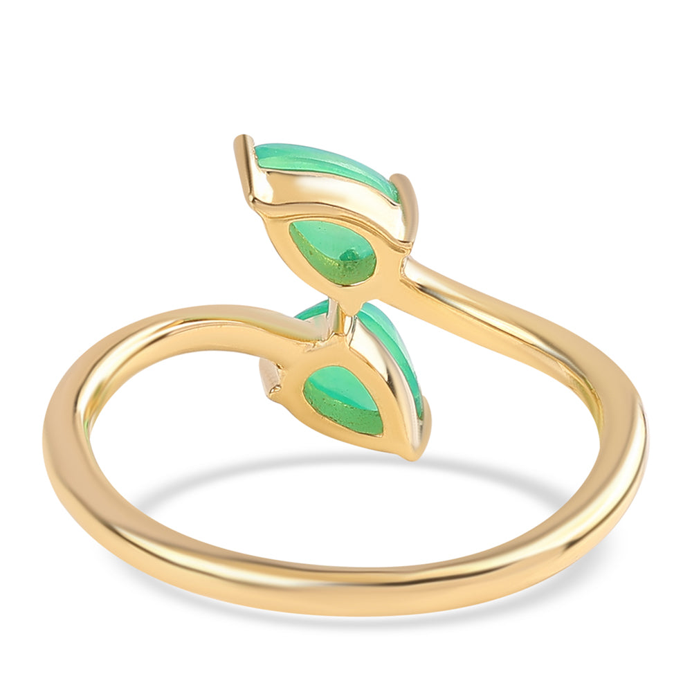 Inel din Argint 925 Placat cu Aur ( 1.79 grame ) cu Opal Verde Etiopian Lega Dembi 0.52 Carate 3 