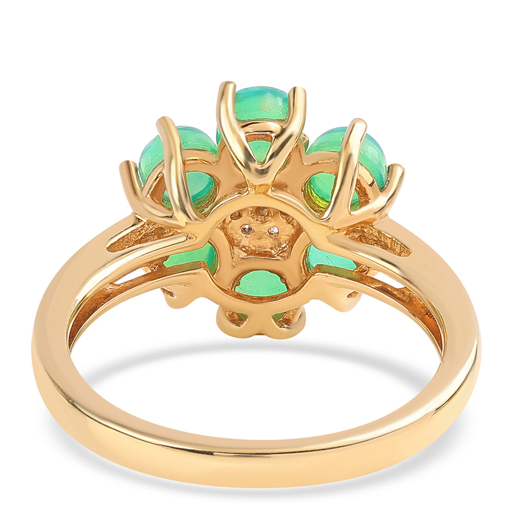 Inel din Argint 925 Placat cu Aur ( 3.12 grame ) cu Opal Verde Etiopian Lega Dembi și Topaz Alb 1.1 Carate 3 