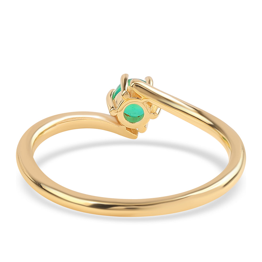 Inel din Argint 925 Placat cu Aur ( 1.62 grame ) cu Opal Verde Etiopian Lega Dembi 0.32 Carate 2 