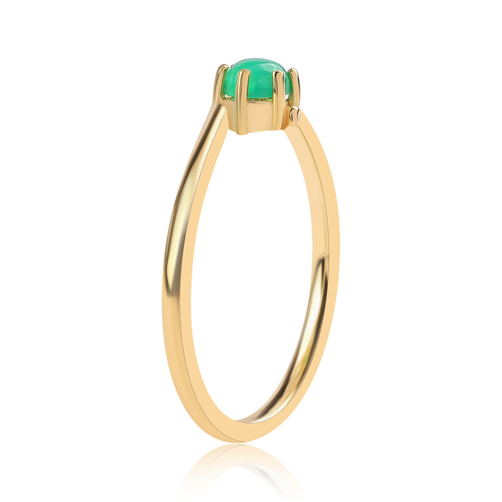 Inel din Argint 925 Placat cu Aur ( 1.62 grame ) cu Opal Verde Etiopian Lega Dembi 0.32 Carate 3 