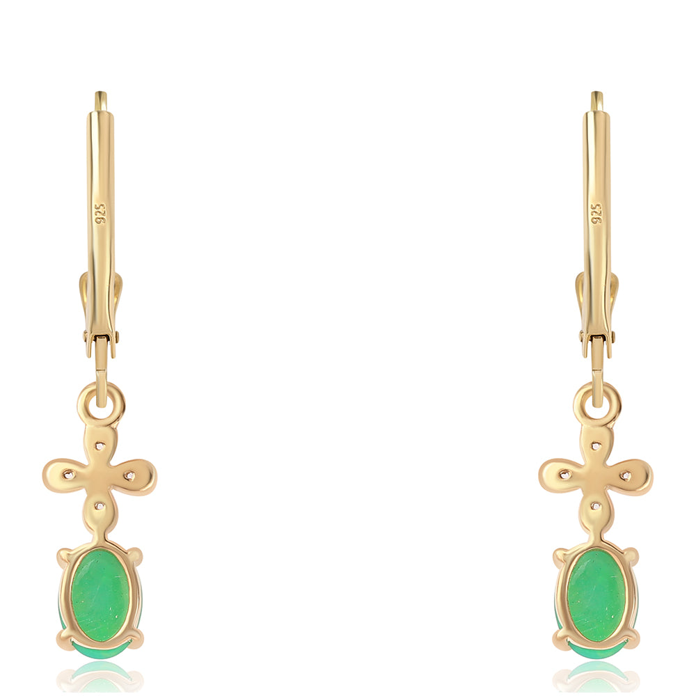 Cercei din Argint 925 Placat cu Aur ( 1.92 grame ) cu Opal Verde Etiopian Lega Dembi și Topaz Alb 1.16 Carate 3 