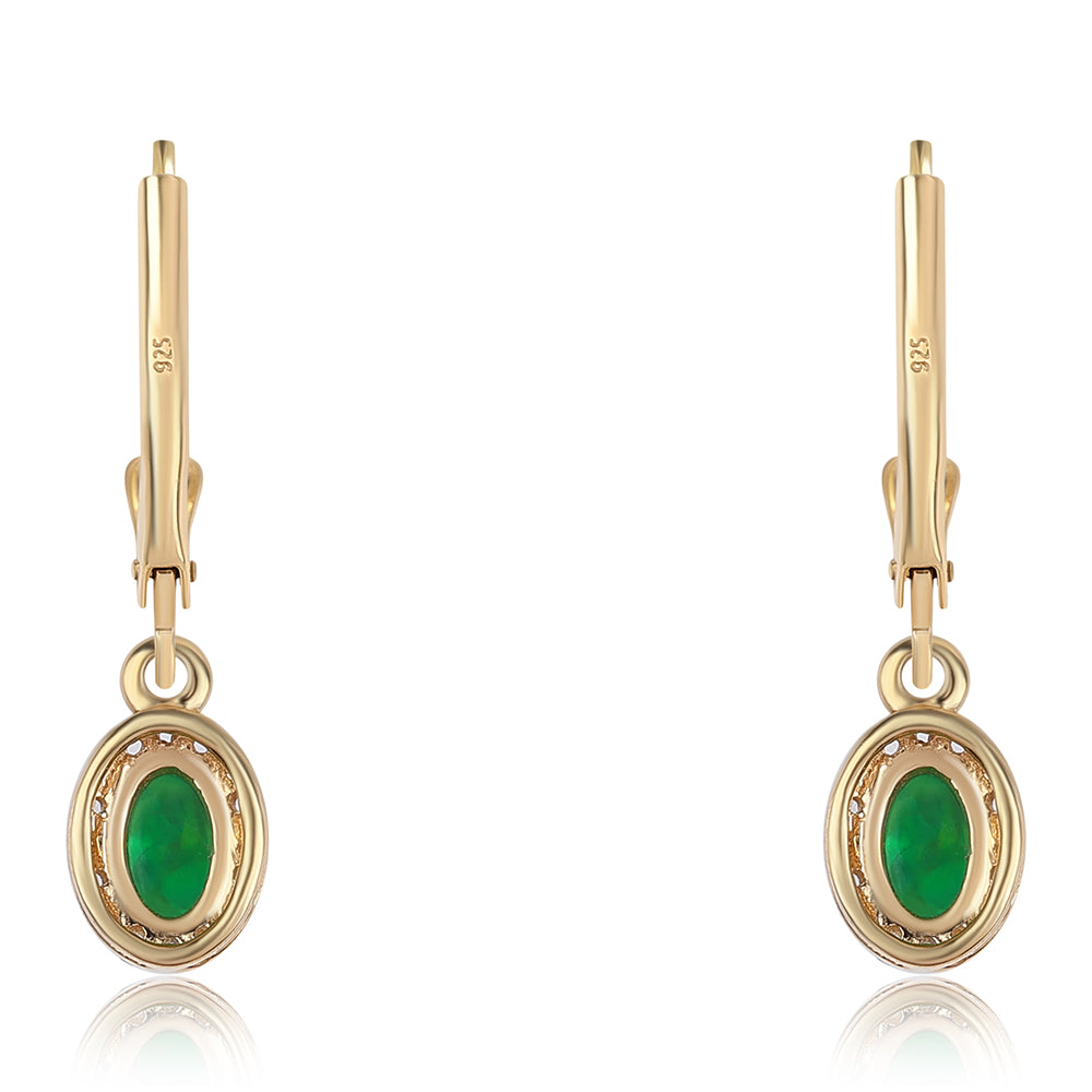 Cercei din Argint 925 Placat cu Aur ( 2 grame ) cu Opal Verde Etiopian Lega Dembi și Topaz Alb 1.26 Carate 3 