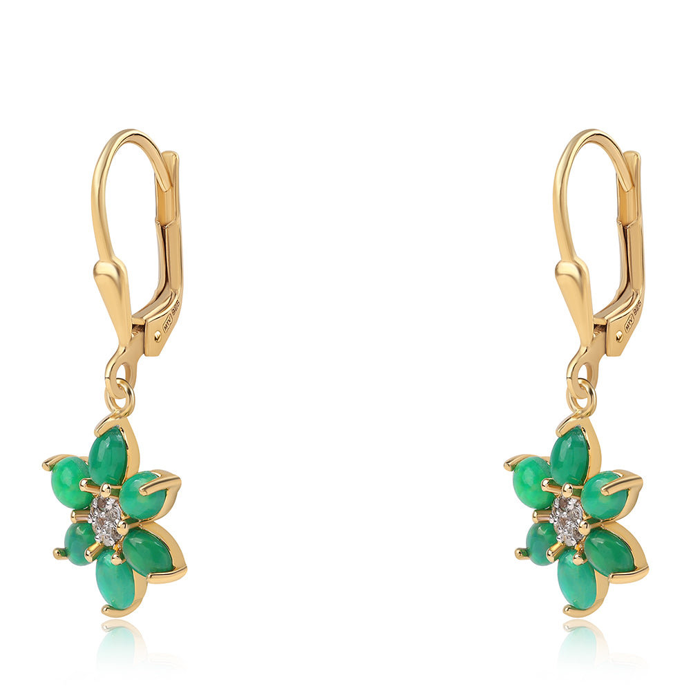 Cercei din Argint 925 Placat cu Aur ( 2.18 grame ) cu Opal Verde Etiopian Lega Dembi și Topaz Alb 1.55 Carate 2 