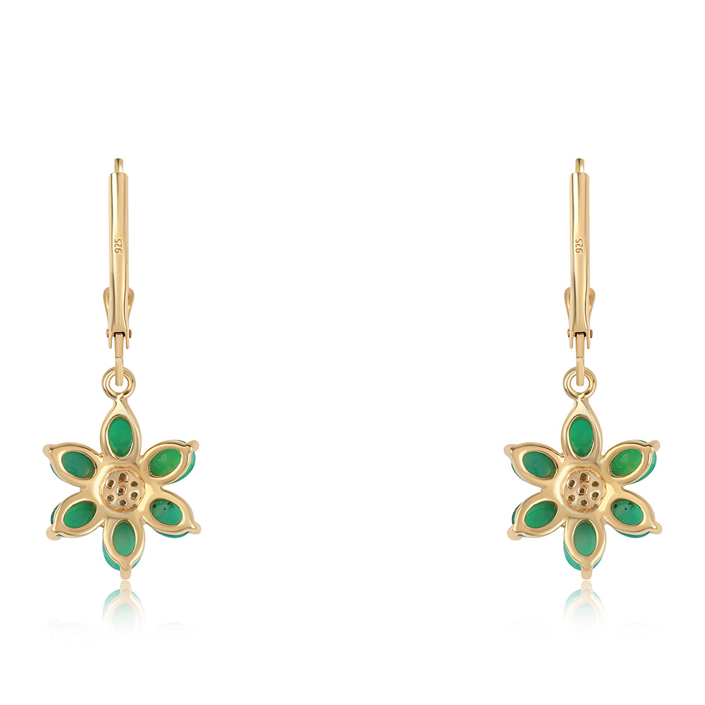Cercei din Argint 925 Placat cu Aur ( 2.18 grame ) cu Opal Verde Etiopian Lega Dembi și Topaz Alb 1.55 Carate 3 