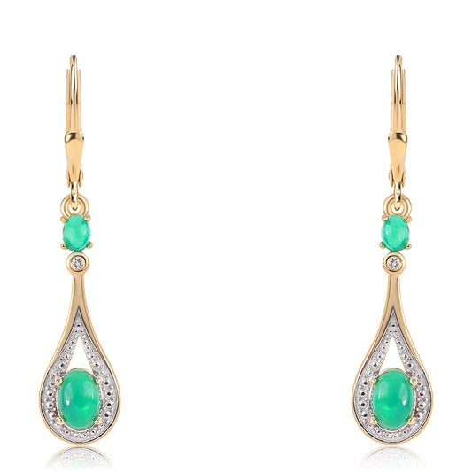 Cercei din Argint 925 Placat cu Aur ( 2.98 grame ) cu Opal Verde Etiopian Lega Dembi și Topaz Alb 1.36 Carate