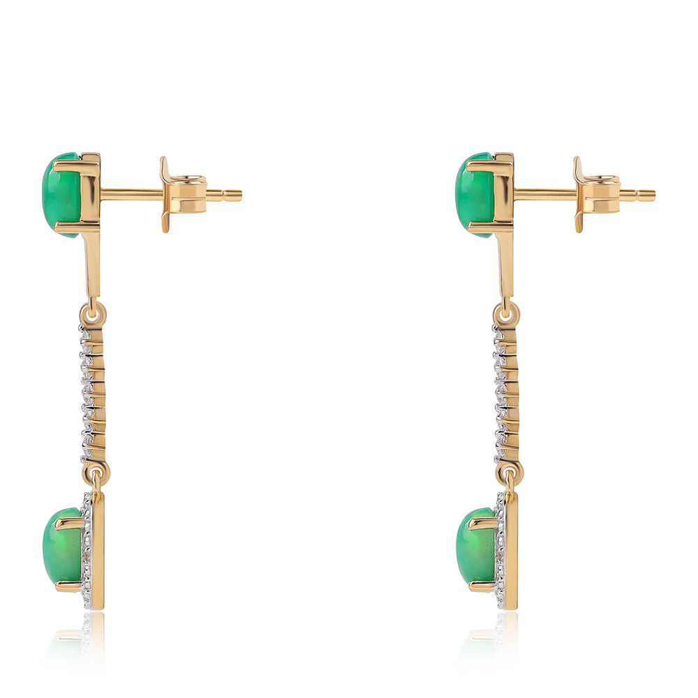 Cercei din Argint 925 Placat cu Aur ( 2.94 grame ) cu Opal Verde Etiopian Lega Dembi și Topaz Alb 1.54 Carate 3 