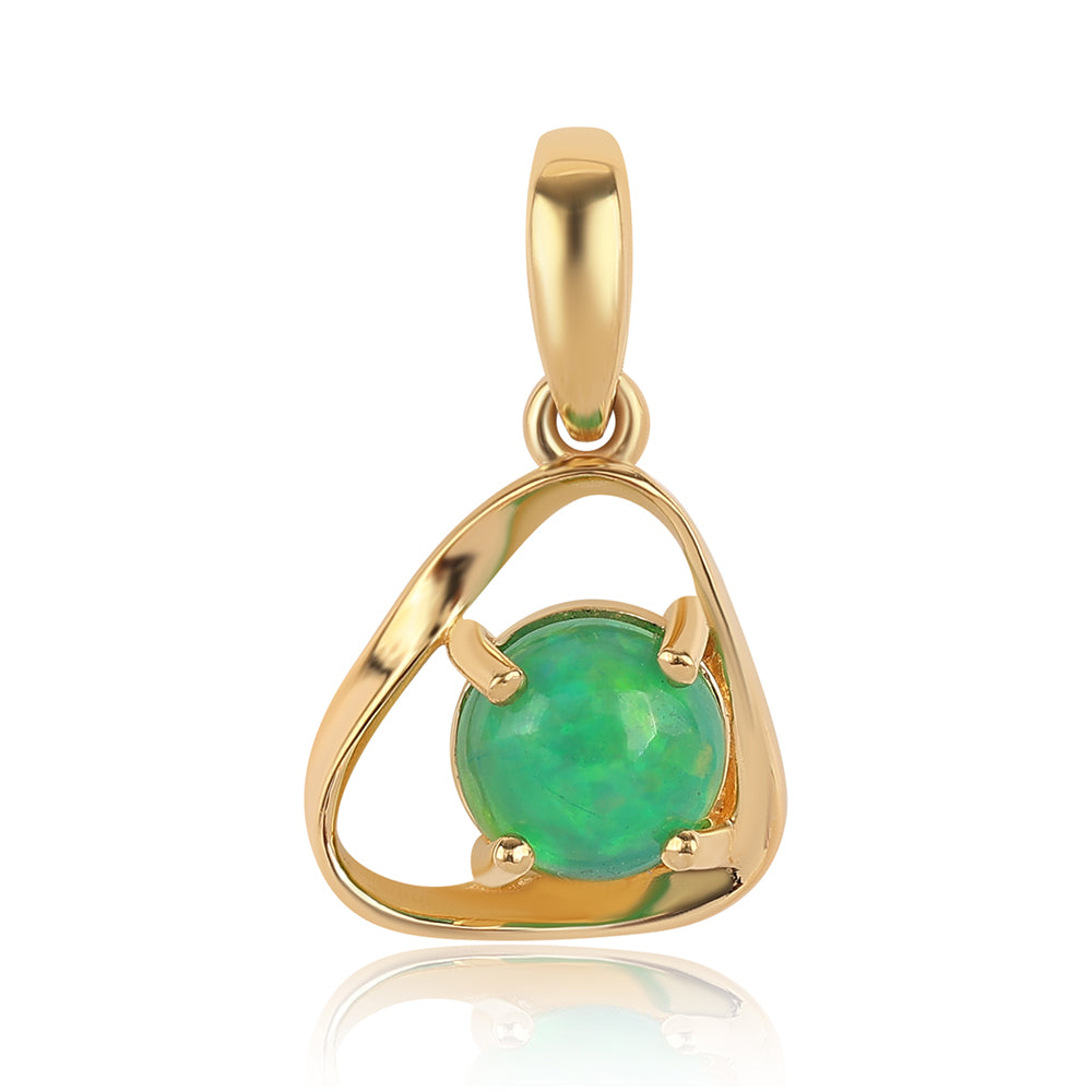 Pandantiv din Argint 925 Placat cu Aur ( 0.97 grame ) cu Opal Verde Etiopian Lega Dembi 0.55 Carate
