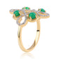 Inel din Argint 925 Placat cu Aur ( 4.22 grame ) cu Opal Verde Etiopian Lega Dembi și Topaz Alb 0.92 Carate