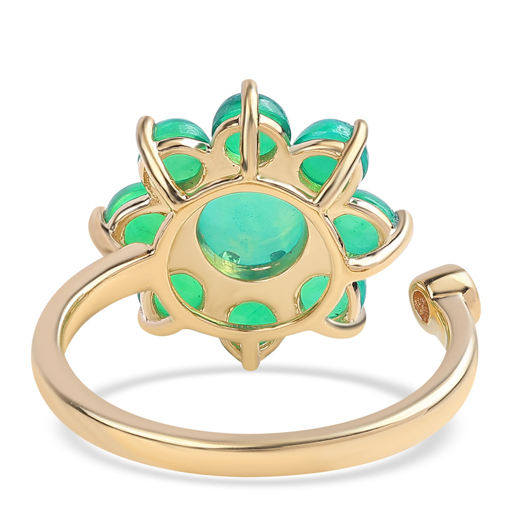 Inel din Argint 925 Placat cu Aur ( 3.09 grame ) cu Opal Verde Etiopian Lega Dembi și Topaz Alb 2.41 Carate 2 
