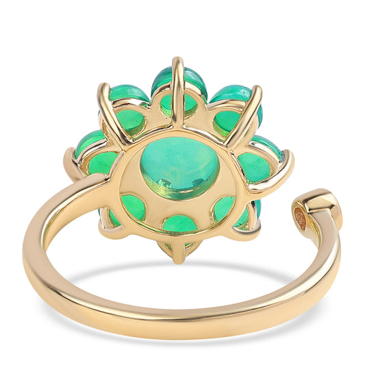 Inel din Argint 925 Placat cu Aur ( 3.09 grame ) cu Opal Verde Etiopian Lega Dembi și Topaz Alb 2.41 Carate