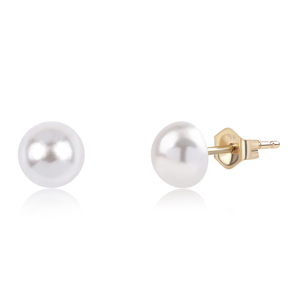 Cercei din Aur de 9K ( 0.32 grame ) cu Perlă de Apă Dulce Albă 2.06 Carate 1 