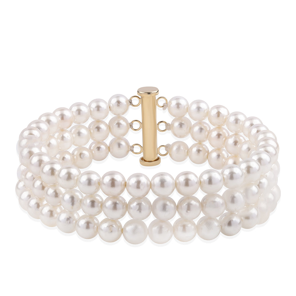 Brățară din Aur de 9K ( 2.94 grame ) cu Perlă de Apă Dulce Albă 157.61 Carate