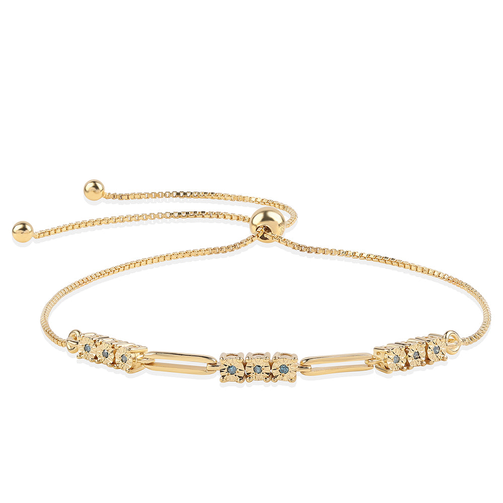 Brățară din Argint 925 Placat cu Aur ( 3.2 grame ) cu Diamant Albastru 0.05 Carate 1 