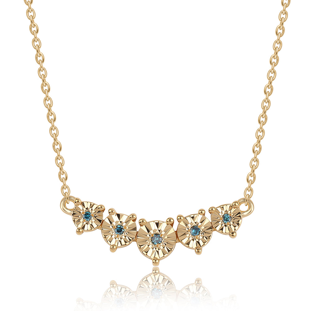 Colier din Argint 925 Placat cu Aur ( 3.26 grame ) cu Diamant Albastru 0.03 Carate 1 