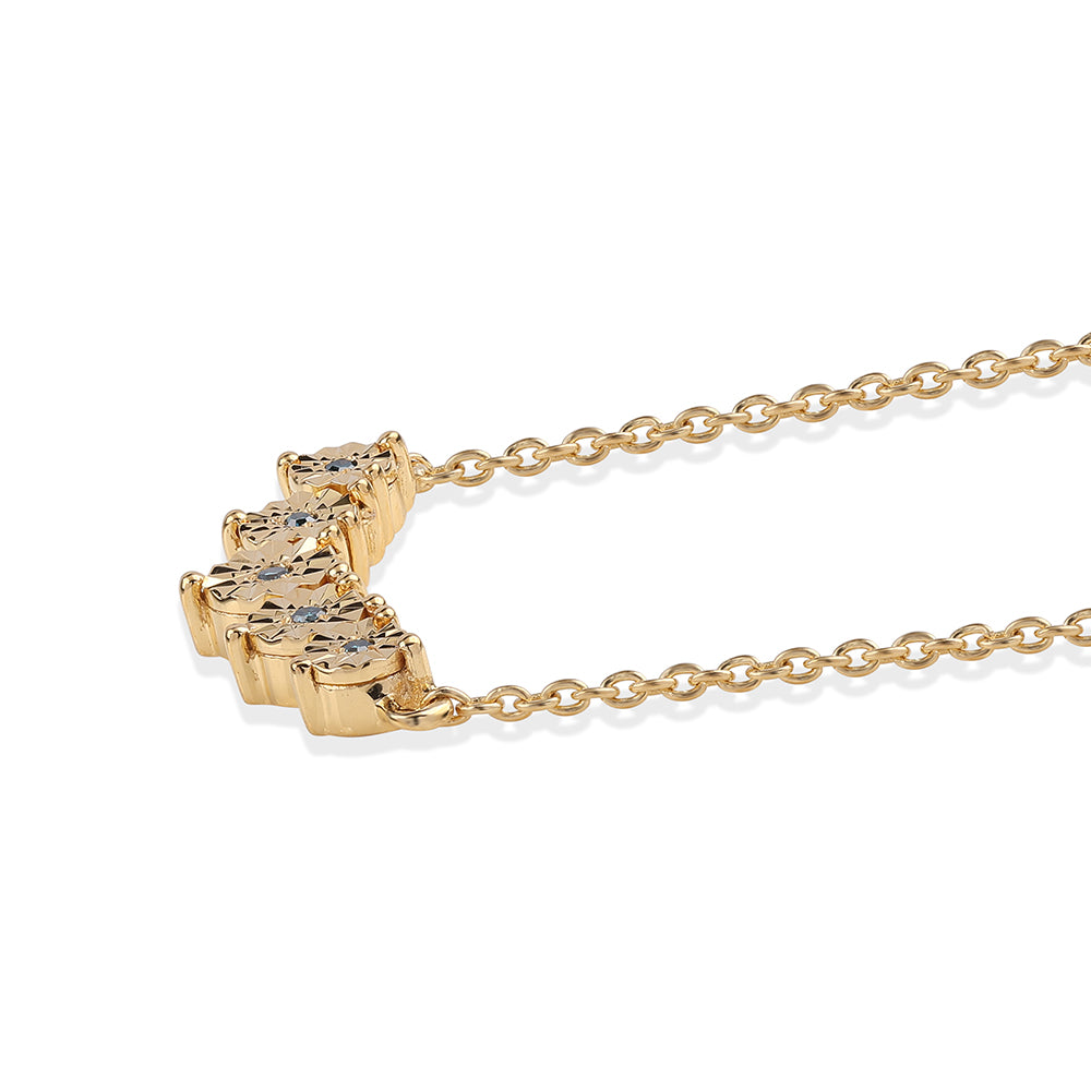Colier din Argint 925 Placat cu Aur ( 3.26 grame ) cu Diamant Albastru 0.03 Carate