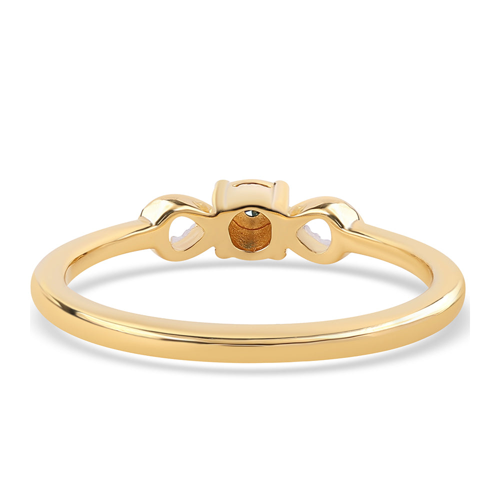 Set din Argint 925 Placat cu Aur ( 2.94 grame ) cu Diamant Albastru 0.02 Carate ( Cercei+Inel+Pandantiv ) 7 