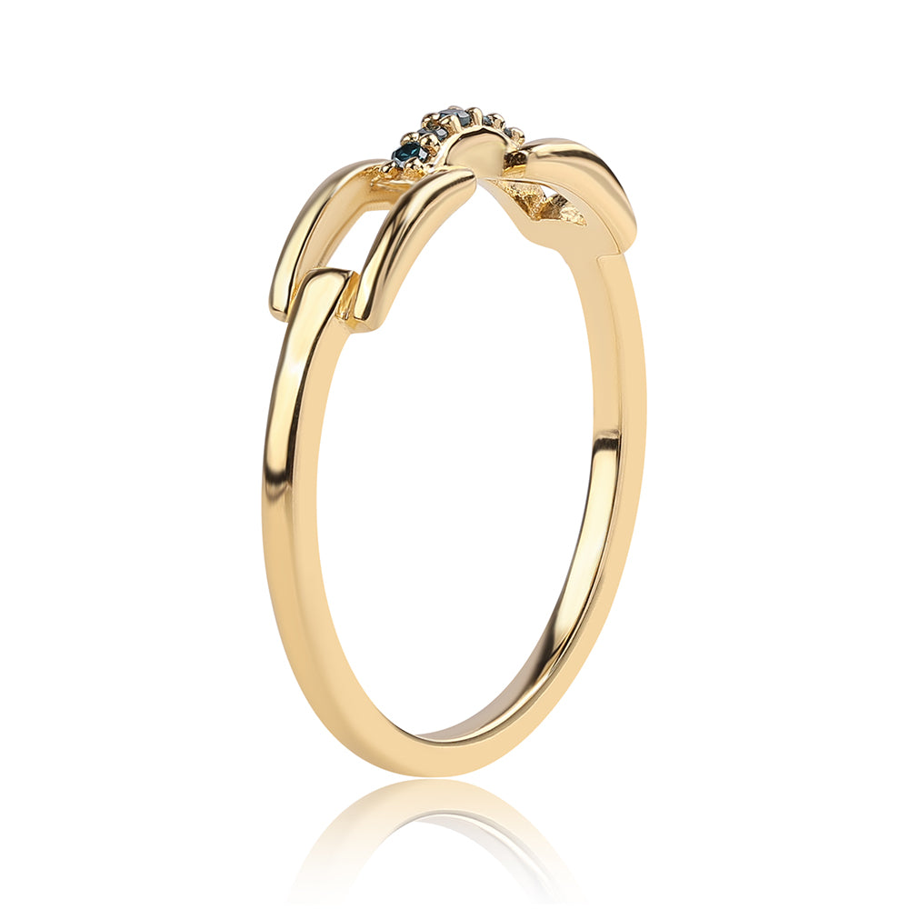 Inel din Argint 925 Placat cu Aur ( 1.66 grame ) cu Diamant Albastru 0.04 Carate 3 