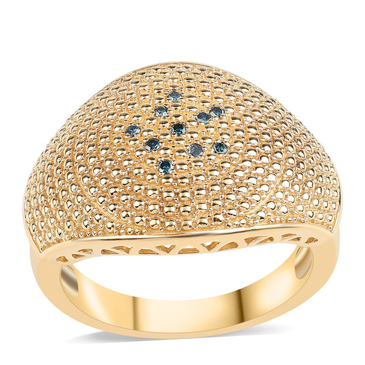 Inel din Argint 925 Placat cu Aur ( 7.05 grame ) cu Diamant Albastru 0.04 Carate