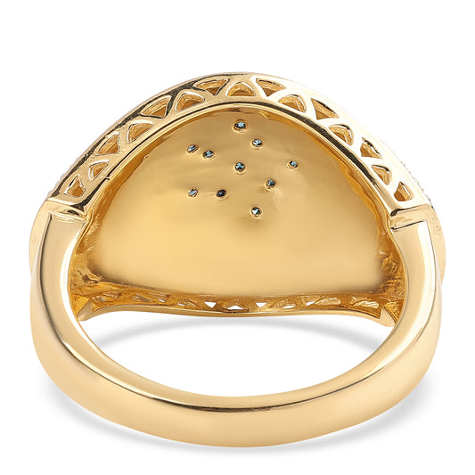 Inel din Argint 925 Placat cu Aur ( 7.05 grame ) cu Diamant Albastru 0.04 Carate