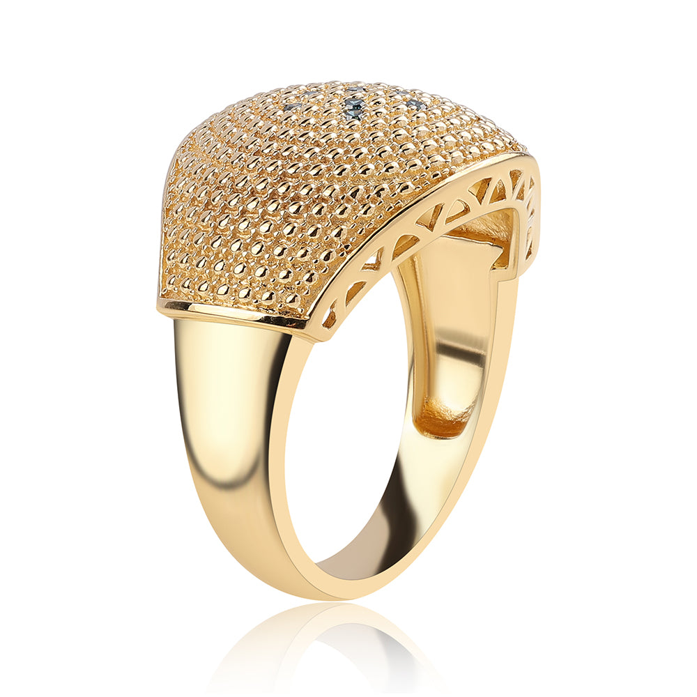 Inel din Argint 925 Placat cu Aur ( 7.05 grame ) cu Diamant Albastru 0.04 Carate 3 